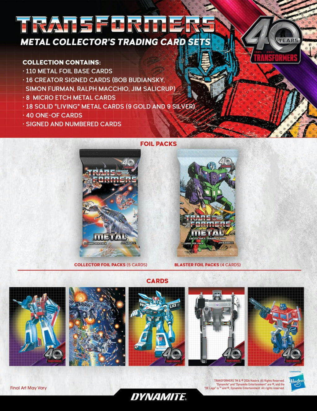 2026 Dynamite Transformers Metal Collector Box (10/9)