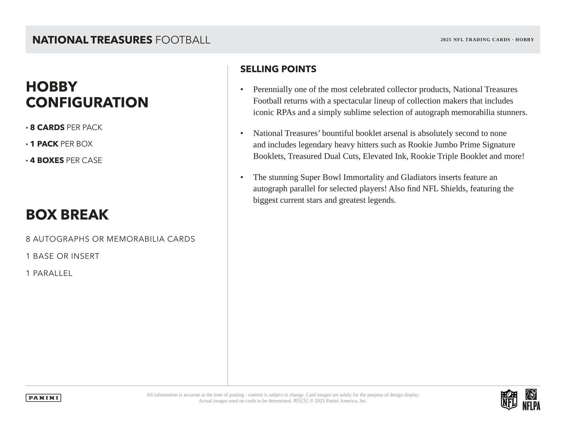 2025 Panini National Treasures Football Hobby Box