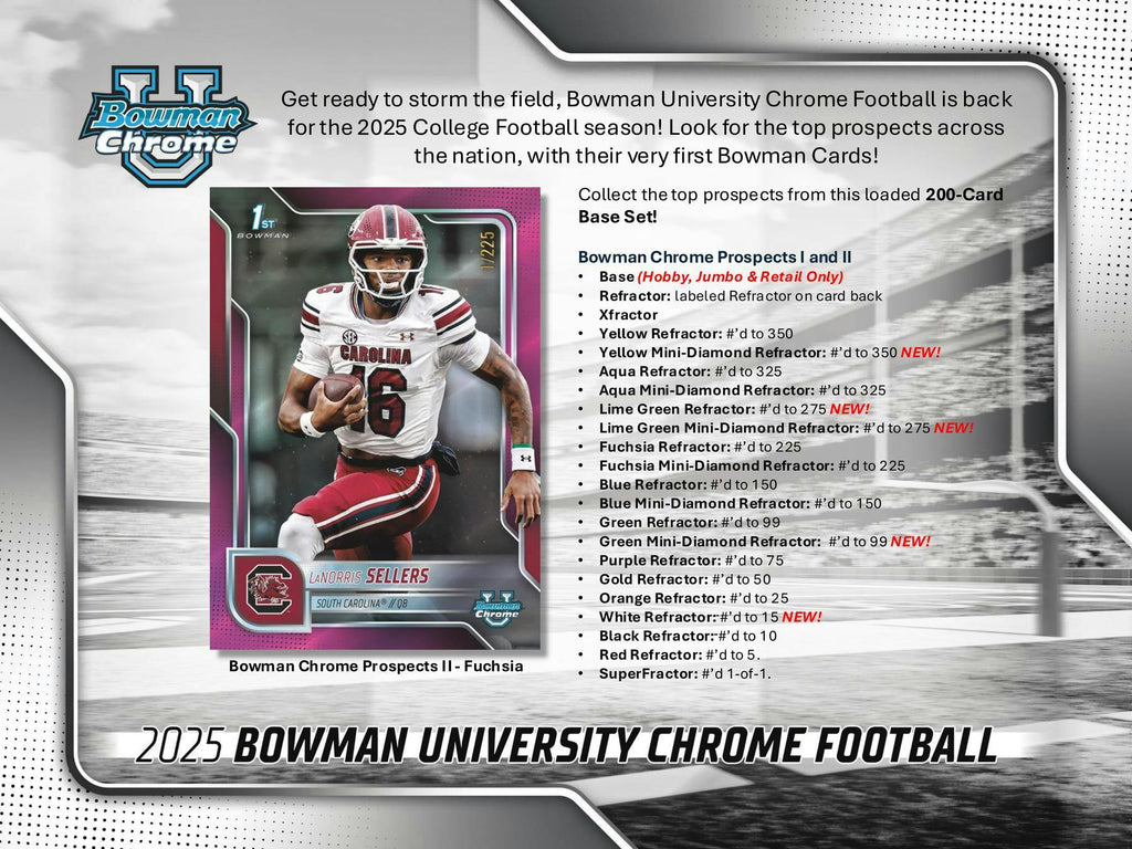 2025 Bowman University Chrome Football 7-Pack Blaster Box (10/31)