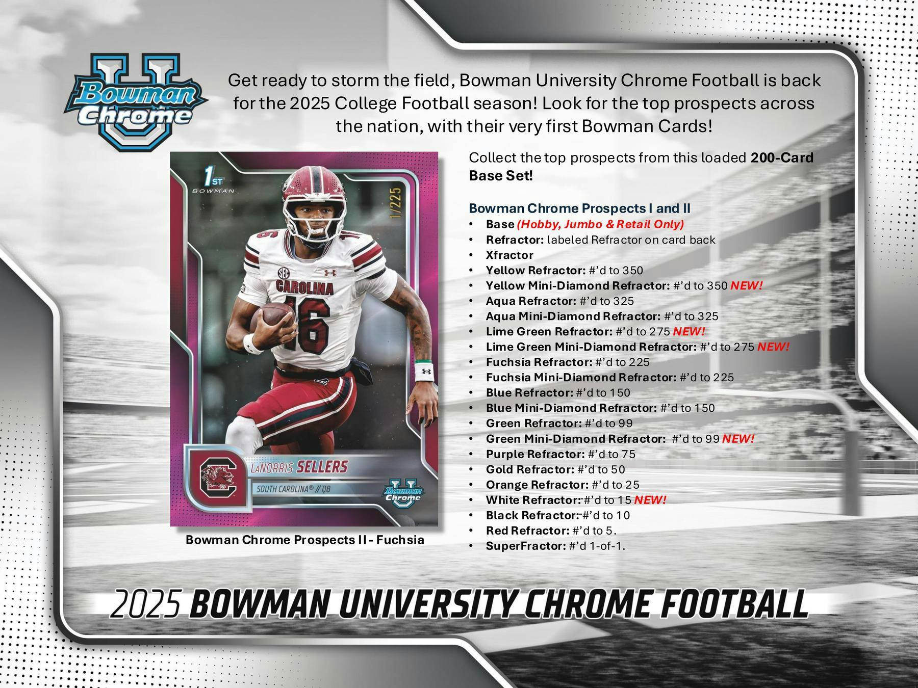 2025 Bowman University Chrome Football 7-Pack Blaster Box (10/31)