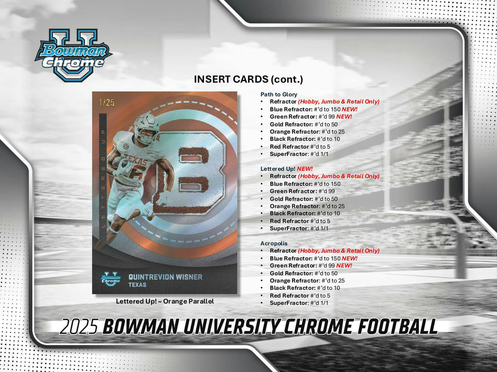 2025 Bowman University Chrome Football 7-Pack Blaster Box (10/31)