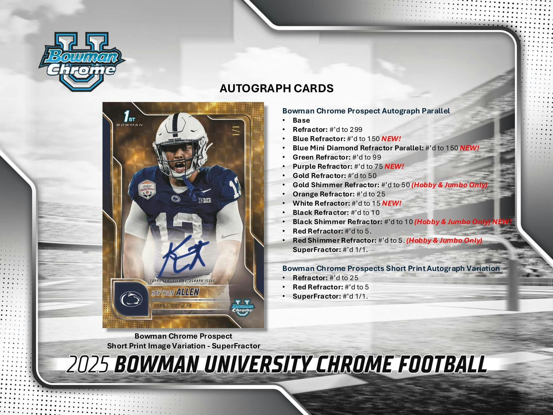 2025 Bowman University Chrome Football 7-Pack Blaster Box (10/31)