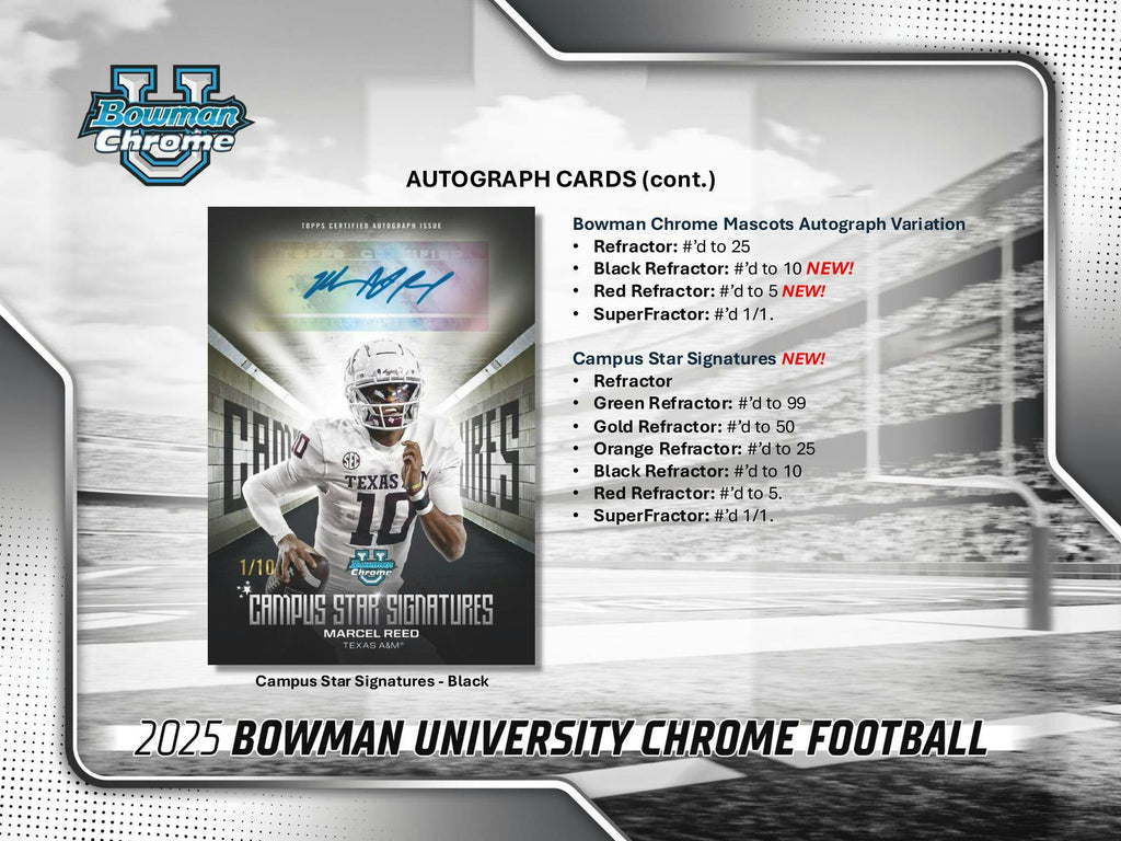 2025 Bowman University Chrome Football 7-Pack Blaster Box (10/31)
