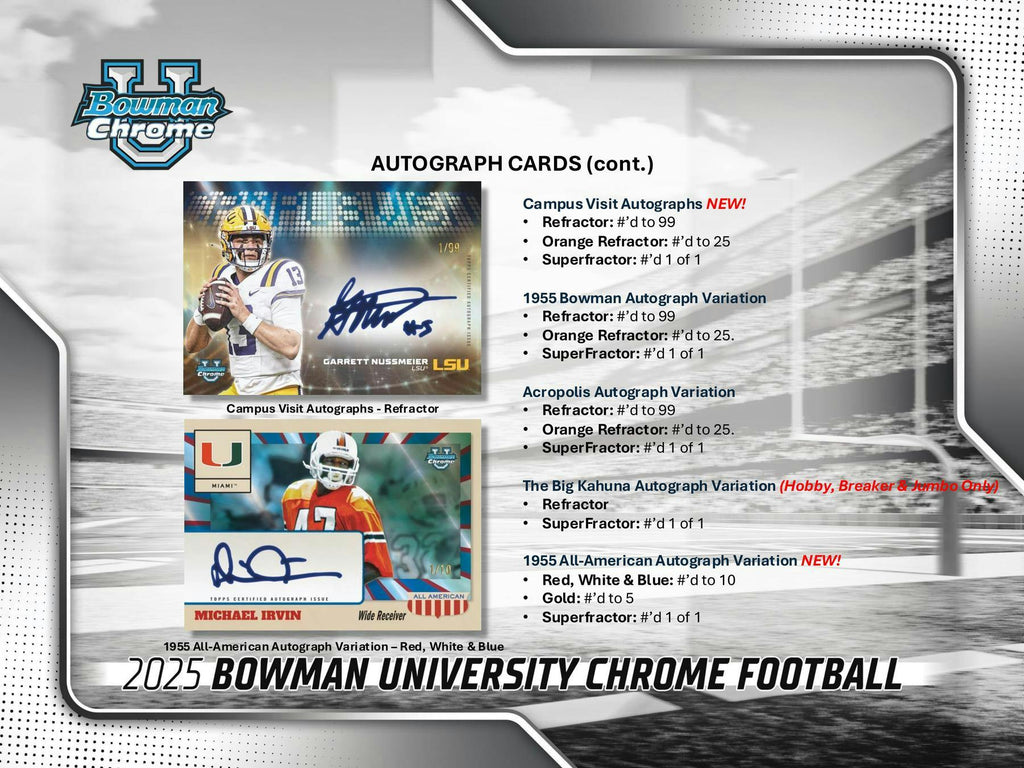2025 Bowman University Chrome Football 7-Pack Blaster Box (10/31)