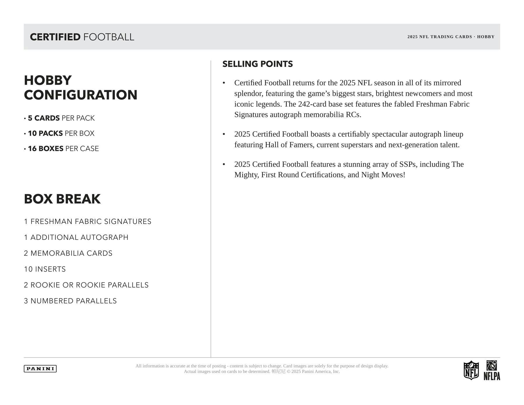 2025 Panini Certified Football Hobby Box (11/5)