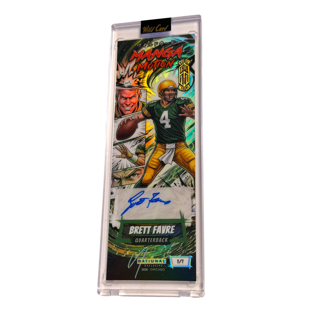 2026 Wild Card Manga Motion Brett Favre True 1/1 Auto National Exclusive Slim Gem SSP