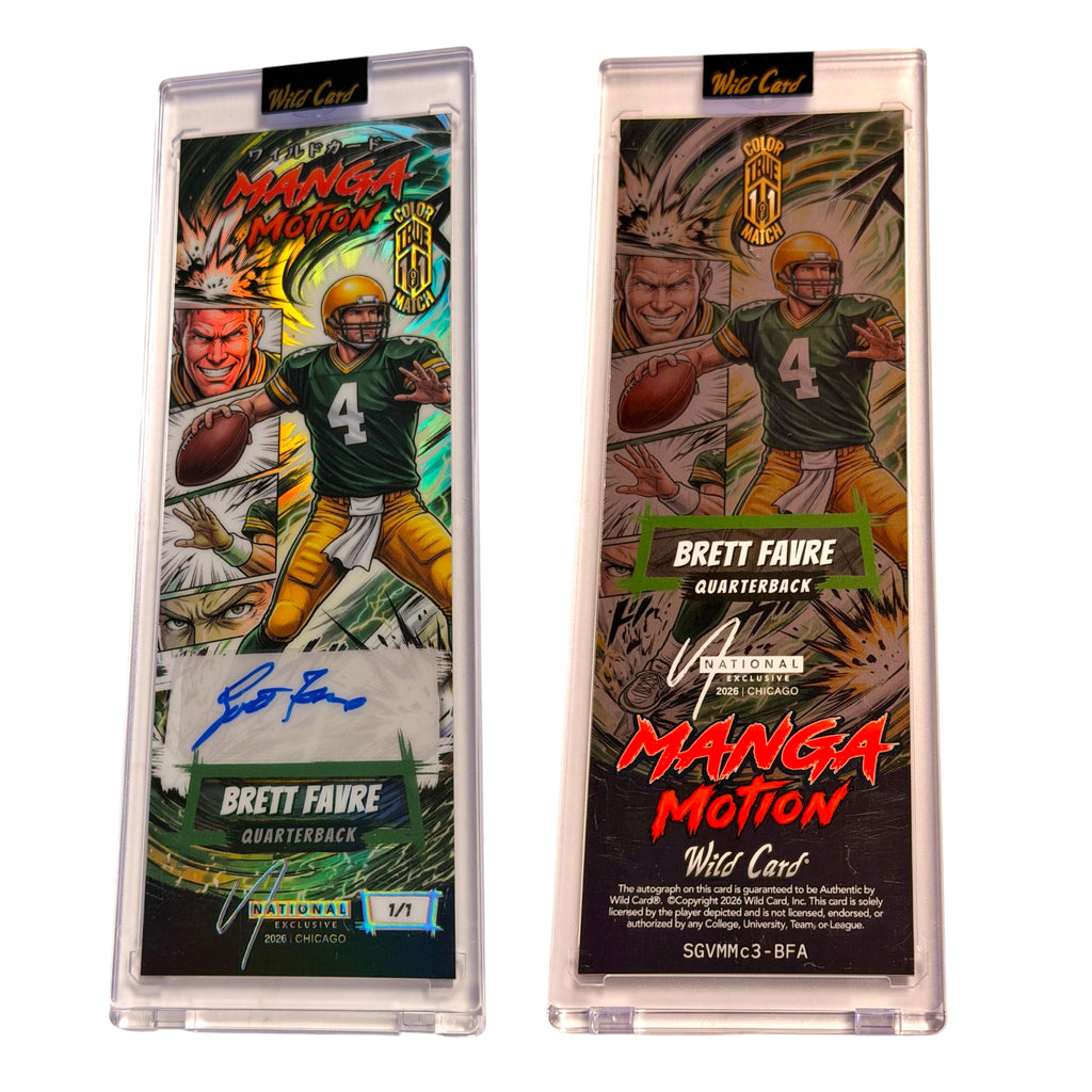 2026 Wild Card Manga Motion Brett Favre True 1/1 Auto National Exclusive Slim Gem SSP