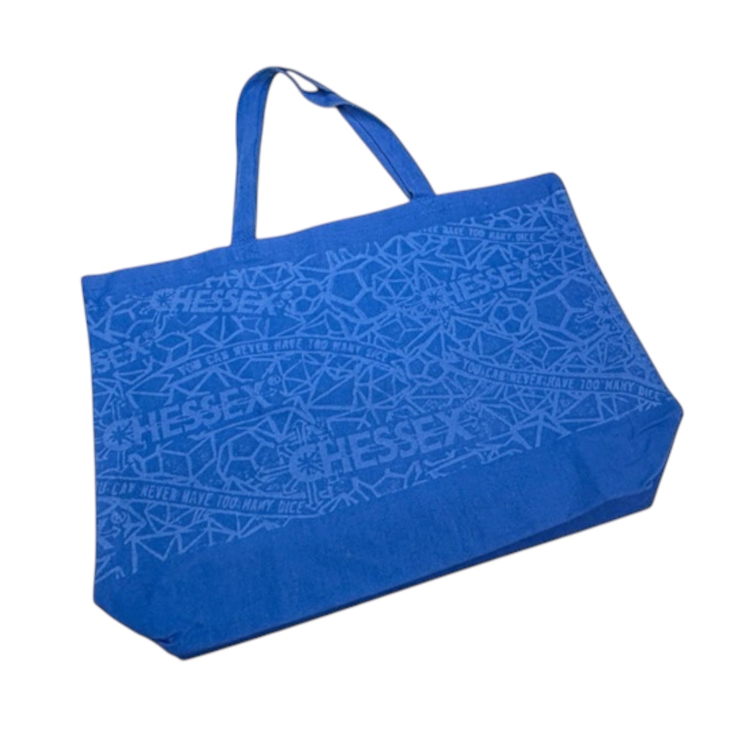 Chessex “Too Many Dice” Large Gusseted Bottom Blue Tote Bag