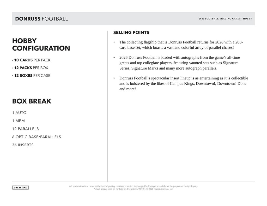 2026 Panini Donruss Football Hobby Box (10/28)