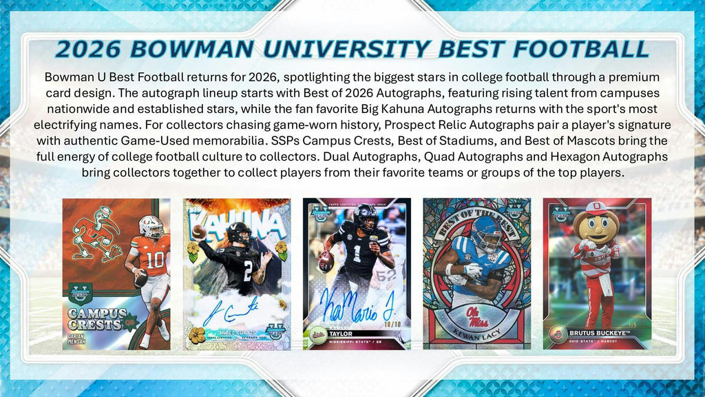 2026 Bowman's Best University Football Hobby Box (10/30)