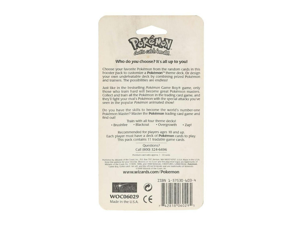 Pokémon TCG: Base Set 1 Unlimited Sealed Blister Booster Pack Blastoise Art (UNWEIGHED)