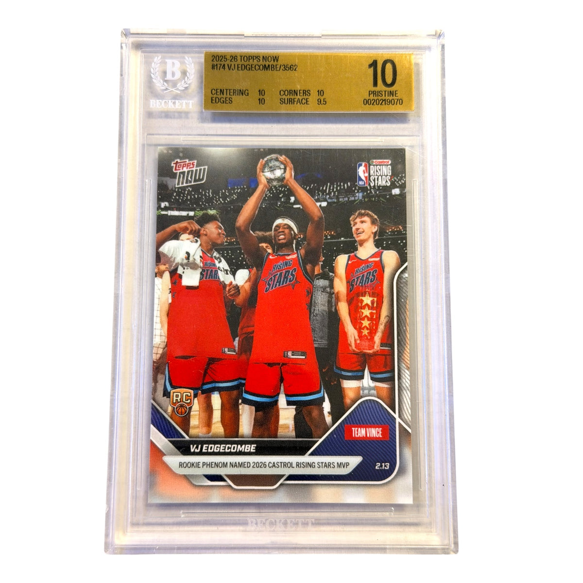 2025-26 TOPPS NOW #174 VJ EDGECOMBE /3562 BGS 10 PRISTINE (SY)