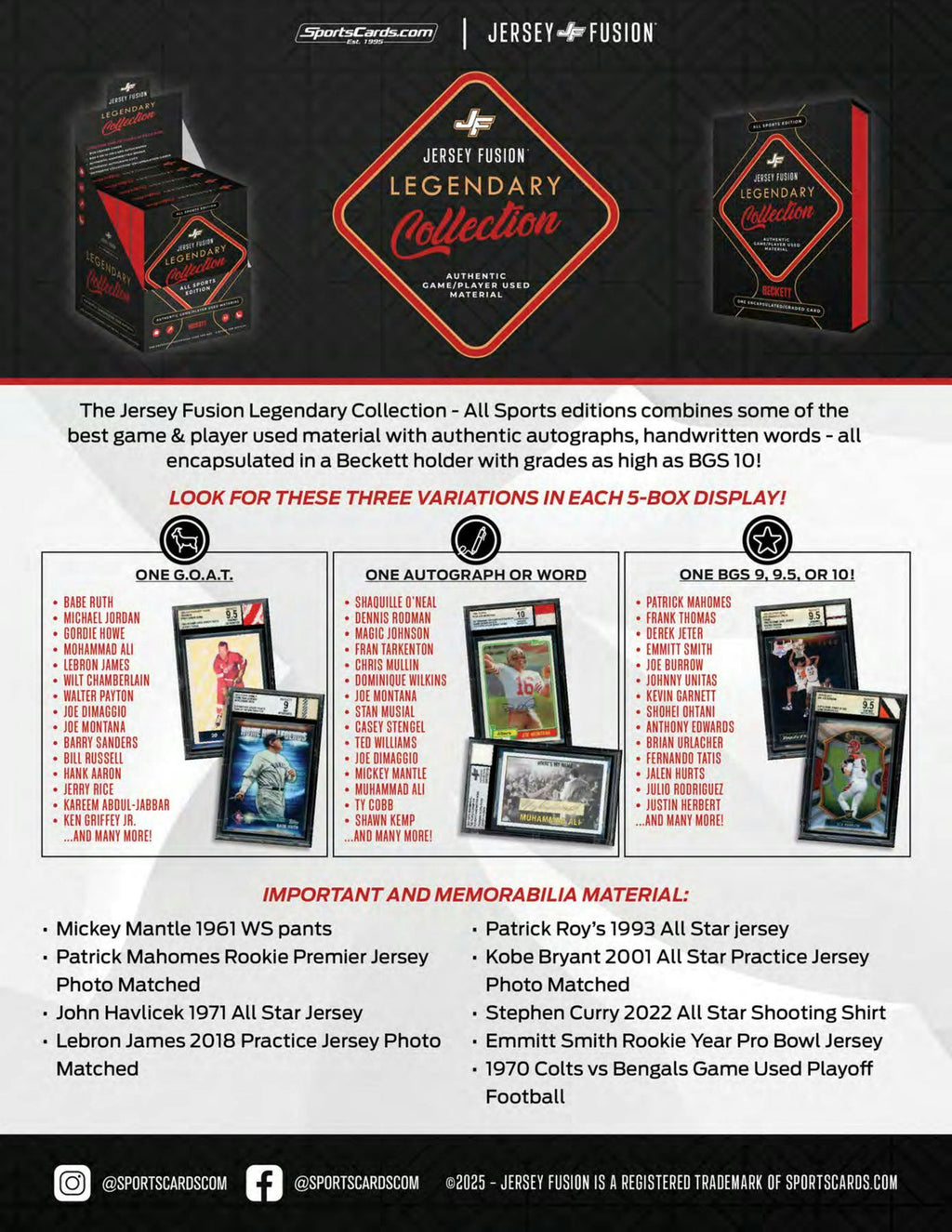 2025 Jersey Fusion Legendary Collection 8-Box Hobby Case (12/17)