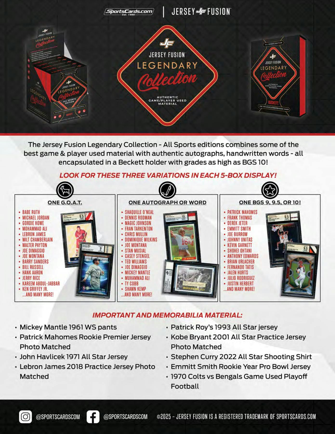 2025 Jersey Fusion Legendary Collection 8-Box Hobby Case (12/17)