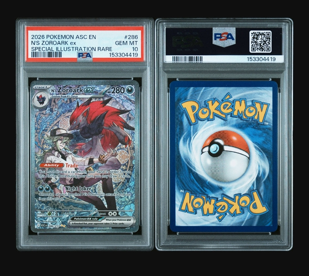 2026 POKEMON ASC EN-ASCENDED HEROES #286 N'S ZOROARK EX SPECIAL ILLUSTRATION RARE PSA 10